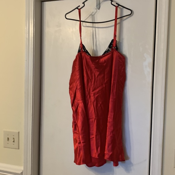 Red Nightgown with Black Lace - Picture 2 of 9